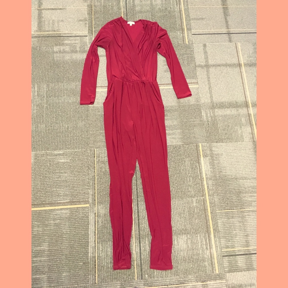B2G1 ✅ Maroon long sleeved jumpsuit CharlotteRusse